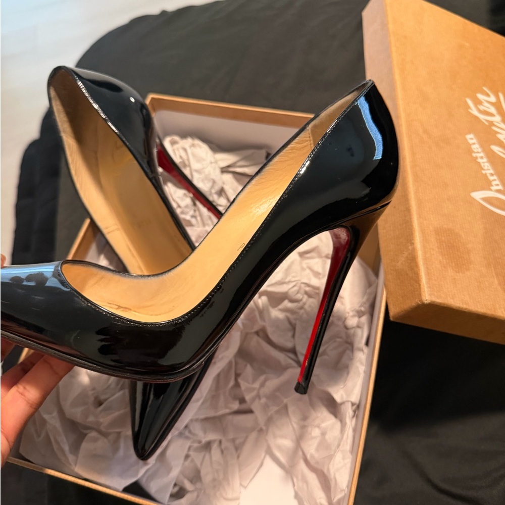 Christian Louboutin Black and Red Patent Heels